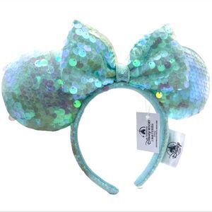 Disney Parks Gorgeous Greenish Blue Iridescent Mickey Ears Headband